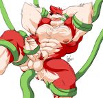  anal anal_penetration anthro armpit_hair balls canine daikitei erection hands_behind_head humanoid_penis male mammal muscular muscular_male nude open_mouth pecs penetration penis precum pubes solo spread_legs spreading tentacle_in_mouth tentacles uncut 