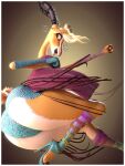 2026 3d_(artwork) anaroth antelope anthro arm_wraps armwear big_butt blonde_hair bottomwear bovid bubble_butt butt clothing digital_media_(artwork) disney elbow_gloves emanata female footwear gazelle gazelle_(zootopia) gloves hair handwear hi_res high_heels horn hotpants long_legs long_neck mammal nanger shoes shorts solo thick_thighs true_antelope wide_hips wraps zootopia