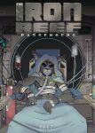 5_fingers anthro bandage black_nose blood_bag canid canine canis comic cover cover_art cover_page english_text fingers fur grey_body grey_fur hi_res humanoid_hands iv_bag male mammal mask medbay medical_instrument navel oxygen_mask scientific_instrument solo text the_iron_reef wolf yawg