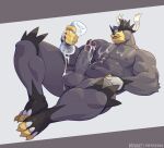 3_toes 5_fingers abs anthro balls bear big_muscles big_penis black_body bodily_fluids claws cum cum_in_sex_toy cum_on_balls cum_on_body cum_on_face cum_on_own_face cum_on_penis cum_on_self cum_string erection eyes_closed feet fingers generation_8_pokemon genital_fluids genitals hand_on_penis hi_res holding_object holding_penetrable_sex_toy holding_sex_toy huge_muscles leaking leaking_cum legendary_pokemon lying male mammal masturbation motion_lines muscular muscular_anthro muscular_male nintendo nipples nude nude_anthro on_back pecs penetrable_sex_toy penetration penile penile_masturbation penis pokemon pokemon_(species) sex_toy single_strike_style_urshifu solo spikes spikes_(anatomy) thick_thighs toe_claws toes tongue tongue_out toying_self urshifu vein veiny_penis voviat white_body yellow_body