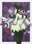 anthro big_breasts breast_expansion breasts butt butt_expansion butt_slap digital_media_(artwork) duo dupin_(pal) expansion felid feline female female_anthro fur generation_9_pokemon green_body green_fur hi_res humor lagomorph leporid mammal meowscarada nintendo pal_(species) palmorph palworld pocketpair pokemon pokemon_(species) pokemorph rabbit shocked simple_background slap small_breasts smile smoothymilk spanking surprised tail thick_thighs white_body wide_hips yellow_eyes