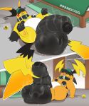 2_tails 3_toes anthro autofootjob balls baseball_cap bed belly big_balls big_belly big_ears big_penis cheek_spots clothing collar covered_eyes digitigrade feet foot_fetish foot_on_balls foot_play foreskin furniture generation_9_pokemon genitals glans half-erect hat hat_over_eyes headgear headwear hi_res huge_balls huge_penis humanoid_genitalia humanoid_penis hyper hyper_balls hyper_genitalia hyper_penis licking licking_lips lightning_tail lying male masturbation mega_evolution mega_raichu mega_raichu_x mega_raichu_y mega_stone multi_tail musky_balls musky_penis nintendo nipple_fetish nipple_piercing nipple_pinch nipple_play nipple_ring nipples on_back on_ground overweight overweight_male pang_(ppandogg) pawpads penis piercing pinch pokemon pokemon_(species) ppandogg ring_piercing scrotum_flap solo tail tail_coil tail_on_penis toes tongue tongue_out vein veiny_penis