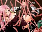  1girl 73gou_koudou bdsm bondage bound breasts elf large_breasts lilipalace pink_hair pointy_ears seria_(lilipalace) tentacle thighhighs 