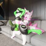 1:1 3d_(artwork) absurd_res anal anthro balls big_balls big_penis birthmark blender_(artwork) burtrevolution burtrevolution_(burtrevolution) canid canine covering covering_face digital_media_(artwork) dino(dino323) duo fox fur fur_markings furniture genitals green_body green_fur hair hi_res hip_grab knot machine male male/male mammal markings multi_tail nude penetration penis pink_body pink_fur pink_hair protogen purple_body purple_fur robot sex sofa sofa_sex tail visor whiskers white_body white_fur white_hair