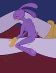 absurd_res blush bodily_fluids clothing duo extreme_size_difference eyes_closed fangsmitten female female/female fur glitch_productions gloves gloves_only grinding_on_leg handwear handwear_only hi_res humanoid jax_(tadc) lagomorph leporid long_ears mammal micro mostly_nude pomni_(tadc) purple_body purple_fur rabbit scut_tail short_tail size_difference sweat tail teeth the_amazing_digital_circus trans_(lore) trans_woman_(lore) yellow_teeth