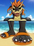 absurd_res beach clothing dragoflammeus dragon drakons duo feet foot_fetish footwear future_pokemon generation_9_pokemon hi_res legendary_pokemon macro male male/male micro miraidon mythological_creature mythological_scalie mythology nintendo paradox_pokemon paws pinned pokemon pokemon_(species) ramsayd sand sandals scalie sea shoes soles stomping toes water