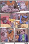 ageplay anthro balls bewskyss blue_clothing blue_eyes blue_jacket blue_topwear blush bodily_fluids butt canid canine clothed clothing comic costume diaper english_text fox fraternity fur fursuit genital_fluids genitals green_eyes grey_body grey_fur hair hi_res infantilism jacket male mammal mascot multicolored_diaper onesie orange_clothing orange_sweater orange_topwear peeing penis plate roleplay scarf sweater text topwear unclean_diaper undressing urine url used_diaper watersports wearing_diaper wet_diaper