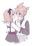  1boy 1girl 25-ji_len 25-ji_rin antenna_hair black_bow black_hairband black_shirt black_skirt blonde_hair blue_eyes blush bow bow_hairband collared_shirt commentary_request cowboy_shot cropped_legs dress_shirt g_hana grey_pants hairband height_difference highres kagamine_len kagamine_rin long_sleeves medium_hair open_clothes open_vest pants parted_lips ponytail project_sekai sailor_collar shirt short_hair short_ponytail signature simple_background skirt smile tearing_up tears vest vocaloid white_background white_sailor_collar white_shirt white_vest wiping_tears 