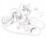  &lt;3 2014 black_and_white crown equine female friendship_is_magic hair horn looking_at_viewer lying mammal monochrome multi-colored_hair my_little_pony necklace pillow plain_background princess_cadance_(mlp) shinta-girl sketch socks solo white_background winged_unicorn wings 