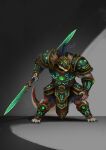 4_fingers 4_toes absurd_res action_pose anthro armor belt codpiece countershade_torso countershading cuirass dungeons_and_dragons feathered_headdress feet fingers furgonomics gem glowing glowing_armor greaves hasbro headgear helmet hi_res hip_armor holding_object holding_weapon inhus_art lizardfolk_(dnd) lizardman male melee_weapon model_sheet pauldron plate_armor pose red_body red_scales scales scalie solo standing tail_armor toes vambrace weapon white_body wizards_of_the_coast
