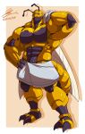 abs anthro arthropod bee black_body black_sclera feet hymenopteran insect ivan_(diarmaidhutchence) male muscular pecs simple_background solo tan_background towel yellow_body yongdasom