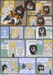 absurd_res anthro asylum bdsm blonde_hair blue_eyes blush bodily_fluids bondage booties bound canid canine comic diaper duo english_text esmeralda_kingsley female female/female full_diaper hair hi_res hood hospital ludivine_laminelle mammal medical padded_room procyonid raccoon restraints shower soap straitjacket sweat tail text the_padded_room