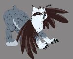 avian beak big_feet claws feet felid feline female feral gryphon hasbro hi_res hybrid mammal my_little_pony mythological_avian mythological_creature mythology one_eye_closed open_mouth paws simple_background small_tail solo stretching stripes tail villegreen wings yawn