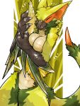 2026 3:4 3_claws 3_fingers absurd_res anthro anthrofied arms_bent beak beak_closed biped breasts brown_beak brown_body capcom claws closed_smile digital_drawing_(artwork) digital_media_(artwork) eyes_closed featureless_breasts featureless_crotch female finger_claws fingers flying_wyvern fur glistening glistening_body green_body green_fur green_nargacuga green_tail hi_res holding_object hug hugging_object medium_breasts membrane_(anatomy) membranous_wings monster_hunter mouth_closed multicolored_body multicolored_fur multicolored_tail nargacuga non-mammal_breasts nude nude_anthro nude_female orange_body portrait scales scuted_arms scutes shaded slit_nostrils smile solo standing tail tan_body three-quarter_portrait three-quarter_view ventral_scales winged_arms wings wiosvikulan