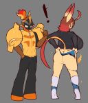 absurd_res anthro armarouge back_boob big_breasts big_butt bottomwear bra bra_through_clothing breasts bulge burning_clothes butt clothing denim denim_bottomwear denim_clothing dibujosv12 digital_media_(artwork) echo_(echovalia) eeveelution elemental_creature elemental_humanoid erection female fire fire_creature fire_humanoid flora_fauna footwear generation_4_pokemon generation_9_pokemon genitals hair hi_res huge_breasts humanoid jacket jeans leafeon long_socks looking_back male mammal nintendo pants plant pokemon pokemon_(species) pokemorph pseudo_hair putting_on_clothes rear_view shirt shocked socks thong topwear underwear vulva wardrobe_malfunction zipper