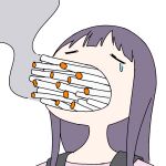 1girl boo_da_booo cigarette closed_eyes commentary english_commentary gentlemen_(meme) gujyo_kanade kamiina_botan_yoeru_sugata_wa_yuri_no_hana meme purple_hair single_tear smoke smoking solo 