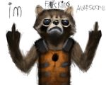  amazing eyewear i&#039;m_fucking_awesome ian-exe male mammal middle_finger raccoon rocket_raccoon solo sunglasses 