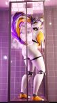 2024 3d_(artwork) absurd_res against_surface against_wall animatronic anthro areola bathing behind_glass big_breasts big_butt black_sclera breast_squish breasts butt canid canine curvy_figure digital_media_(artwork) facial_piercing feet female fingerless_(marking) fingerless_gloves_(marking) five_nights_at_freddy's five_nights_at_freddy's_world fox full-length_portrait glass glistening glistening_body gloves_(marking) hair heart_pupils heart_symbol hi_res hourglass_figure huge_breasts inner_ear_fluff lolbit_(fnaf) looking_at_viewer machine mammal markings mrs_dexie multicolored_tail nose_piercing orange_body piercing portrait purple_areola raised_tail robot robot_anthro scottgames short_hair shower shower_room showering solo squish standing steam tail tile tile_wall toeless_(marking) tuft wall_(structure) white_body white_eyes wide_hips