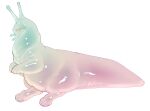2023 ambiguous_anthro ambiguous_gender anthro blue_body blush blush_lines dewlap_(anatomy) digitigrade entitycore eyestalks gastropod glistening glistening_body goo_creature gradient_body mollusk paws pink_body semi-anthro simple_background slug solo tail tan_body thick_neck thick_tail translucent translucent_body white_background