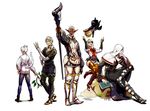  animal_ears book cat_ears cat_tail final_fantasy final_fantasy_xiv greaves highres louisoix_leveilleur menskan multiple_boys multiple_girls papalymo pointy_ears rock sandals staff tail thancred urianger_augurelt white_background y&#039;shtola y'shtola yda_(ff14) yda_(final_fantasy_xiv) 