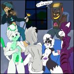 1:1 animal_crossing anthro balls bed bottle bovid butt canid canine caprine cartoon_network chair cigar cigar_in_mouth clothing container ear_piercing eyewear facial_piercing felid feline female femboy furniture genitals glasses goat group group_sex handjob hi_res hyena imminent_sex machine male male/male mammal masturbation nicholas_(nicholasart) nicholasart nintendo nintendo_switch nude object_in_mouth penile penis piercing pimp_cane protogen regular_show sex sunglasses water_bottle