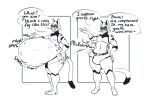 abdominal_bulge anthro anthro_pred armor belly belt big_belly big_bulge biped boots bottomwear bulge cheetah churn claws clothed clothed_anthro clothed_male clothing crop_top curvy_figure darkcresentskymin detailed_bulge dialogue digital_drawing_(artwork) digital_media_(artwork) english_text fangs felid feline fleet_(darkcresentskymin) footwear glorp gloves hair hand_on_hip hand_on_own_hip handwear headgear helmet hi_res huge_belly legwear looking_at_belly looking_at_own_belly looking_at_viewer looking_down male male_anthro male_pred mammal monochrome motion_lines muffled navel open_mouth oral_vore rumbling_stomach sharp_teeth shirt shoes short_hair shorts simple_background sketch smile solo speech_bubble squirming struggling struggling_prey talking_to_another talking_to_viewer teeth text thick_thighs topwear unseen_prey visor vore white_background