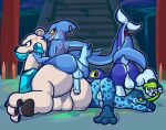 3_toes accessory all_fours amphibian angry anthro anthro_on_anthro aquatic ass_up balls bear big_balls big_penis black_pawpads blue_balls blue_body blue_penis blue_perineum blue_scales blue_spots blush bodily_fluids butt butt_squish cetacean clenched_teeth crossed_arms dolphin drooling erection etalus feet feral fin fish fish_hook fish_hook_piercing foot_fetish foot_lick foreskin frog fur furgonomics genitals green_tongue group hand_on_butt head_fin hi_res hook huge_balls humanoid_genitalia humanoid_penis larger_anthro larger_male licking long_tongue male male/male male_on_bottom male_on_top mammal oceanic_dolphin on_bottom on_top orca orcane pawpads penis perineum piercing polar_bear ranno red_body red_scales red_stripes rivals_of_aether saliva scales shark size_difference slade_(dungeons_of_aether) smaller_anthro smaller_feral smaller_male spots squish striped_body striped_scales stripes tail tail_accessory tailband teeth toes tongue tongue_out toothed_whale ultilix ursine white_balls white_body white_fur