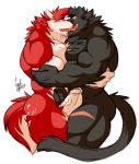  anthro canine daikitei duo erection feline french_kissing humanoid_penis kissing male male/male mammal muscular muscular_male nude penis precum pubes standing uncut vein 