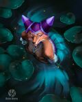 4:5 anthro arthropod beetle canid canine digital_media_(artwork) disney elateroid female firefly fox hi_res hum insect jewelry kateatery lake lilies maid_marian mammal medieval robin_hood_(disney) solo water wet