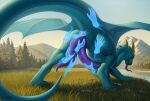 2_penises anal anal_fingering animal_genitalia anus belly blue_body blue_scales blue_sclera butt clear_sky countershade_belly countershade_wings countershading curved_penis deanosaior detailed_background digitigrade diphallism disembodied_hand dragon erection european_mythology feral fingering forest forest_background genital_slit genitals ghost_hand grass hand_on_leg hand_on_penis hand_on_tail hand_on_thigh herm_(lore) hi_res holding_penis horn lake looking_at_viewer male membrane_(anatomy) membranous_wings mountain multi_genitalia multi_penis mythological_creature mythological_scalie mythology nature nature_background nystemy_(character) penis plant prehensile_penis presenting presenting_hindquarters purple_anus purple_penis purple_tongue quadruped scales scalie sky solo spikes spikes_(anatomy) spread_wings standing striped_genitalia striped_penis stripes tail tapering_penis thick_tail tongue tongue_out tree vertical_diphallism western_dragon wings yellow_eyes yellow_horn yellow_spikes