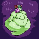  anthro boo english_text fan fangs female lady_bow laugh looking_at_viewer mario_bros navel nintendo obese overweight paper_mario solo text unknown_artist video_games 