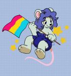 3_toes 4_fingers abdl absurd_res androgynous animal_feet anthro artist_logo artist_name belly berrysweetcow big_ears black_eyebrows black_nose blue_arms blue_background blue_belly blue_body blue_chest blue_diaper blue_ears blue_eyes blue_face blue_feet blue_fur blue_hair blue_hands blue_legs blue_neck blue_paws blue_snout blue_torso clean_diaper closed_smile clothed clothing colored curly_hair diaper diaper_fetish diaper_only digital_drawing_(artwork) digital_media_(artwork) eyebrow_through_hair eyebrows feet fingers flag flag_(object) flagpole floating fur furless_tail glistening glistening_hair hair hairless_tail hal_cotta handpaw happy hi_res hindpaw holding_flag holding_object lgbt_pride lgbt_pride_month logo long_tail looking_at_stars mammal messy_hair mouse mouse_ears mouse_tail mouth_closed multicolored_ears murid murine nonbinary_(lore) pansexual pansexual_pride_colors paws pink_inner_ear pink_tail pride_color_flag pride_colors raised_eyebrows rodent rodent_ears rodent_tail shoulder_length_hair simple_background smile solo star tail text toes topless translucent translucent_hair wavy_hair wearing_diaper yellow_star