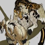 2_horns 5_fingers absurd_res antelope anthro blood blood_drip blood_in_mouth blue_eyes bodily_fluids bovid branch breasts brown_body brown_fur carrying_another carvarior casual_nudity cheetah claws dangling dangling_arms dangling_legs dripping duo facial_piercing fangs felid feline female female/female fingers fur furgonomic_piercing furgonomics fuzzy gazelle genitals giraffe giraffid hand_held handheld hi_res holding_another hooves horn horn_piercing hybrid intense intense_stare larger_anthro larger_female larger_pred long_neck looking_at_viewer mammal markings multicolored_body multicolored_fur muscular muscular_anthro muscular_female muscular_thighs muzzle_piercing narrowed_eyes nervous nipple_piercing nipples nose_piercing nude on_branch orange_eyes pantherine piercing possessive predator/prey pubes scary scratches scratching simple_background sitting size_difference smaller_anthro smaller_female spots spotted_body spotted_fur spotted_markings tail teeth thick_arms vulva whiskers