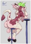 2026 absurd_res anklet anthro anus balls barely_visible_anus big_balls big_butt biped bovid bovine butt cattle digital_media_(artwork) ear_piercing ear_tag femboy fur furniture genitals green_hair guide_lines hair hi_res hooves horn jewelry looking_at_viewer looking_back looking_back_at_viewer male male_anthro mammal multicolored_body multicolored_fur negy nude_anthro nude_male piercing red_body red_eyes red_fur sitting_on_stool smile smiling_at_viewer solo stool tail tail_tuft tuft two_tone_body two_tone_fur white_balls white_body white_fur