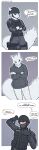 2026 absurd_res anthro armor blue_eyes blush casualties:_unknown clothed clothed_anthro clothed_male clothing comic dialogue duo english_text fluffy fluffy_tail fully_clothed fully_clothed_anthro fully_clothed_male fur gesture gunsawian hand_gesture headgear helmet hi_res hoodie human humanoid imagination imagining male male/male mammal milky_(gunsawian) mostly_nude_anthro scar simple_background tactical tail text topwear warjenkins white_body white_fur