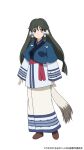  1girl aged_up ainu_clothes animal_ears artist_request aruruu black_hair breasts brown_eyes brown_shoes copyright_name copyright_notice dog_ears dog_tail full_body gradient_eyes hair_tubes highres long_hair long_sleeves looking_at_viewer medium_breasts multicolored_eyes official_alternate_costume official_alternate_hairstyle official_art open_mouth red_sash sash second-party_source shoes simple_background solo standing tail twintails utawarerumono utawarerumono:_futari_no_hakuoro utawarerumono:_itsuwari_no_kamen white_background yellow_eyes 