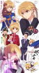  3boys animal animal_ears animal_on_shoulder animalization ayuko_(ayuco) black_hair black_jacket black_pants black_suit blonde_hair blue_tabard brown_eyes chain commentary_request fox_boy fox_ears fox_shadow_puppet fox_tail gon_freecss highres hunter_x_hunter jacket kemonomimi_mode kurapika leorio_paladiknight male_focus monkey multiple_boys multiple_views necktie nen_(hunter_x_hunter) pants pikachu pokemon pokemon_(creature) purple_necktie red_eyes shirt short_hair suit suit_jacket tabard tail translation_request white_pants white_shirt wind wind_lift 