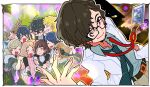  >_< 5girls 6+boys akechi_goro amamiya_ren aqua_necktie belt belt_buckle black-framed_eyewear black_hair black_vest blonde_hair blue_hair blue_shirt blush border braid brown_eyes brown_hair brown_pants buckle checkered_necktie closed_eyes coat collared_shirt commentary_request diploma facial_hair fang fur-trimmed_jacket fur_trim glasses goatee_stubble gradient_outline green_jacket hands_up headphones highres holding holding_diploma hood hood_down hoodie jacket jacket_over_hoodie kitagawa_yusuke lab_coat lanyard leaf long_hair maitakepasuta maruki_takuto morgana_(human)_(persona_5) morgana_(persona_5) multiple_boys multiple_girls necktie niijima_makoto okumura_haru open_clothes open_coat orange_hair outside_border pants persona persona_5 persona_5_the_royal pink_sweater pleated_skirt red_eyes red_hair ribbed_sweater sakamoto_ryuji sakura_futaba school_uniform shirt short_hair shuujin_academy_school_uniform skirt small_sweatdrop smile stubble sweater takamaki_ann teeth v vest white_border white_coat white_hoodie yoshizawa_sumire 