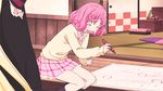  1girl animated animated_gif kofuku_(noragami) noragami pink_hair plaid plaid_skirt pleated_skirt short_hair skirt 