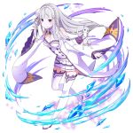  1girl blush boots braid breasts cat cleavage crown_braid detached_sleeves dress elf emilia_(re:zero) floating_hair flower full_body game_asset grand_summoners grey_hair hair_flower hair_ornament hair_ribbon hand_in_own_hair leaning_forward long_hair looking_at_viewer low-tied_long_hair medium_breasts miniskirt official_art pleated_skirt pointy_ears puck_(re:zero) purple_eyes purple_ribbon re:zero_kara_hajimeru_isekai_seikatsu ribbon rose simple_background skirt smile solo standing thigh_boots thighhighs very_long_hair white_background white_flower white_hair white_rose white_skirt x_hair_ornament zettai_ryouiki 