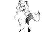  big_breasts breasts cat feline female fluffy_tail genxral hair human hybrid long_hair mammal markings one_eye_closed pose pussy sketch sphinx stance whiskers wink 