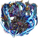  1boy armor artist_request beard black_skin blue_armor blue_gem blue_hair blue_outline blue_theme chinstrap_beard colored_sclera colored_skin commentary crotch_plate cuirass dragon energy english_commentary facial_hair faulds game_asset gem glowing glowing_eye gold_tiara gold_trim grand_summoners herck_(grand_summoners) holding holding_polearm holding_weapon huge_weapon long_hair merfolk merman monster_boy official_art outline pauldrons polearm sharp_teeth shoulder_armor simple_background spiked_pauldrons spikes teeth third-party_source transparent_background vambraces weapon winged_hat 