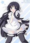  akiyama_mio alternate_costume apron black_eyes black_hair blush enmaided k-on! kagerou_(kers) long_hair maid thighhighs 