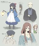  3boys 3girls alfred_drevis aya_drevis bald black_hair black_hat blonde_hair blue_kimono blunt_bangs boots bow braid breasts brown_hair cleavage commentary_request father_and_child father_and_daughter green_eyes hair_ribbon hakama hat japanese_clothes kimono lantern long_hair mad_father maria_(mad_father) mother_and_child mother_and_daughter multiple_boys multiple_girls nurse_cap ogre_(mad_father) parent_and_child pointy_ears ribbon robin_(mad_father) seeen short_hair twin_braids 