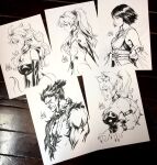  1boy 4girls akuma_(street_fighter) android_21 armlet bare_shoulders bead_necklace beads black_tube_top bodysuit bowsette bracelet breasts cleavage closed_mouth collar commentary cropped_torso crown detached_sleeves dragon_ball dragon_ball_fighterz earrings english_commentary final_fantasy final_fantasy_x fingernails from_side hakama hoop_earrings horns japanese_clothes jewelry large_breasts long_hair majin_android_21 mario_(series) marker_(medium) mecha_pilot_suit monochrome multiple_girls muscular muscular_male necklace neon_genesis_evangelion new_super_mario_bros._u_deluxe open_mouth photo_(medium) plugsuit_(evangelion) pointy_ears sharp_fingernails short_hair signature sketch small_breasts souryuu_asuka_langley sphere_earrings spiked_bracelet spiked_collar spiked_shell spikes stanley_lau strapless street_fighter super_crown traditional_media tube_top turtle_shell twintails white_background yuna_(ff10) 