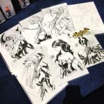  6+girls aa_megami-sama armor bare_shoulders bat_mask batman_(series) batman_symbol belldandy black_cat_(marvel) breasts cape character_request commentary cover_sketch cowl darling_in_the_franxx dc_comics english_commentary eye_mask fedex from_side fur-trimmed_bodysuit highres horns large_breasts long_hair maid marker_(medium) marvel mask mecha_pilot_suit medium_breasts monochrome multiple_girls parasite_suit_(darling_in_the_franxx) pepper_(artgerm) pepper_project photo_(medium) re:zero_kara_hajimeru_isekai_seikatsu rem_(re:zero) short_hair signature sketch spider-man_(series) stanley_lau stephanie_brown tiara traditional_media upper_body wonder_woman wonder_woman_(series) zero_two_(darling_in_the_franxx) 