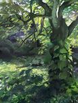  absurdres commentary day foliage green_theme highres ivy nature no_humans original outdoors piyo7410 plant plant_focus scenery tree 