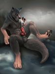  2014 anthro balls canine claws erection fur knot lizardlars male mammal nude pawpads penis solo spread_legs spreading steam teeth were werewolf wolf yellow_eyes 