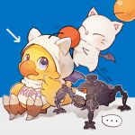  ... alpha_(ff14) animal arrow_(symbol) beak bird cat chocobo commentary_request final_fantasy final_fantasy_xiv hood hood_up moogle mugi_kosuta no_humans non-humanoid_robot omega_(final_fantasy) robot shadow signature spoken_ellipsis twitter_username 