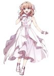  1girl bare_shoulders dress frilled_dress frilled_gloves frills gloves highres hinoshita_kaho link_to_the_future_(love_live!) looking_at_viewer love_live! love_live!_hasu_no_sora_jogakuin_school_idol_club medium_hair orange_hair pink_dress ruoguiling shoes sleeveless sleeveless_dress solo two_side_up unfinished virtual_youtuber white_gloves white_shoes 